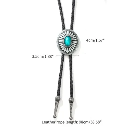 Oval Bolo Tie with Embossed Retro Design - Image 6