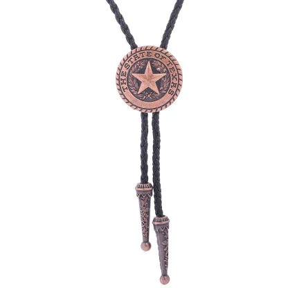 Western Tie with Embossed Pentagram Decor - Image 7