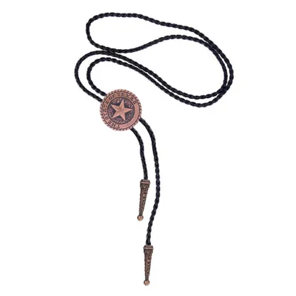 Western Tie with Embossed Pentagram Decor - Image 11