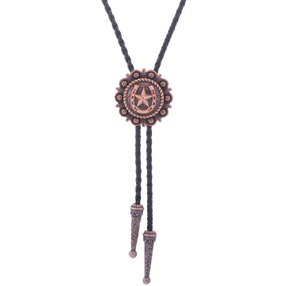 Western Tie with Embossed Pentagram Decor - Image 4