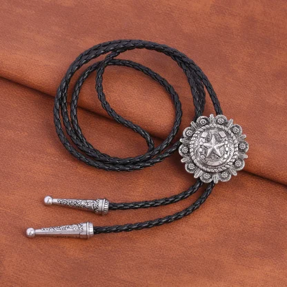 Western Tie with Embossed Pentagram Decor - Image 12