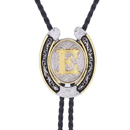 Initial Western Tie with Horseshoe Design - Image 4