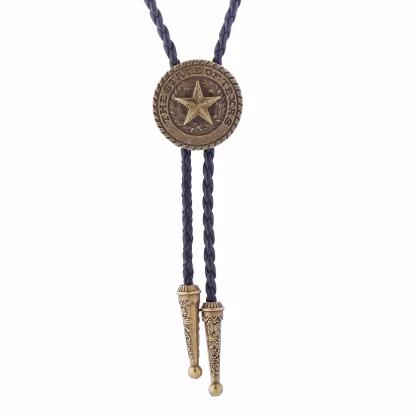 Western Tie with Embossed Pentagram Decor - Image 5