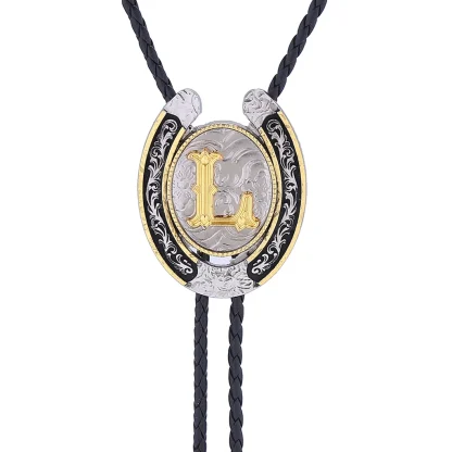 Initial Western Tie with Horseshoe Design - Image 5