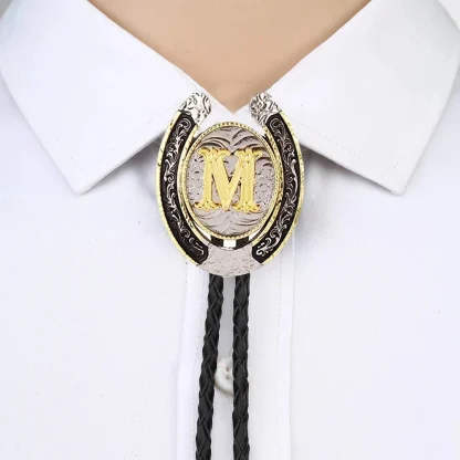 Initial Western Tie with Horseshoe Design
