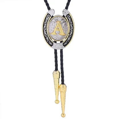 Initial Western Tie with Horseshoe Design - Image 3