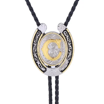 Initial Western Tie with Horseshoe Design - Image 7