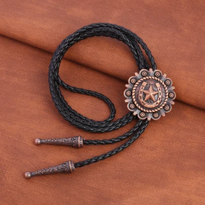 Western Tie with Embossed Pentagram Decor - Image 13