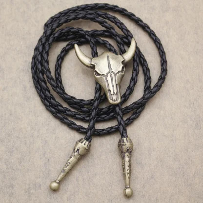 Rustic Western Tie with Bull Head Design - Image 8
