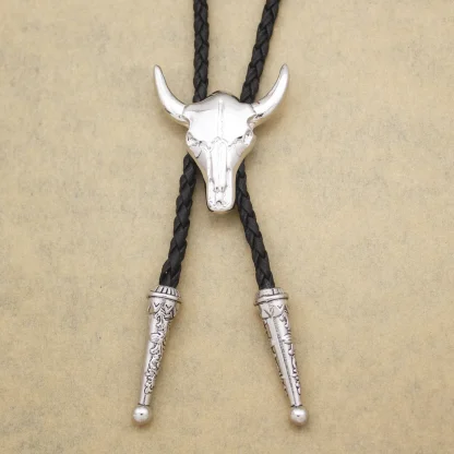 Rustic Western Tie with Bull Head Design - Image 14