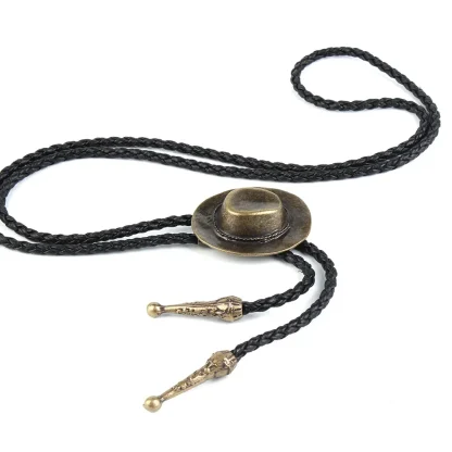 Corded Western Tie with Cowbot Hat - Image 2