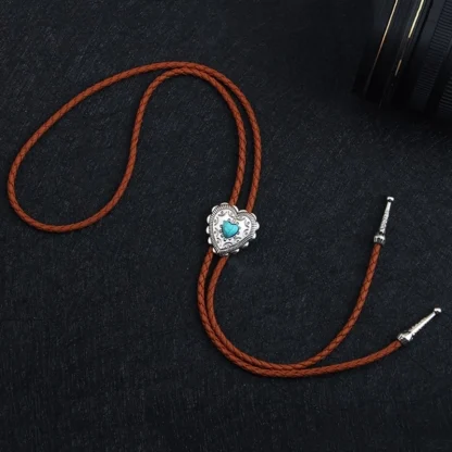 Heart Shaped Bolo Tie with Turquoise Color - Image 8