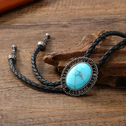 Retro Western Tie with Bull Head Pendant - Image 8