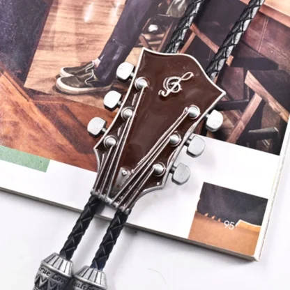 Retro Bolo Tie with Guitar Headstock Design - Image 2