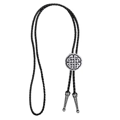 Round Bolo Tie with Knot Pattern Design - Image 5
