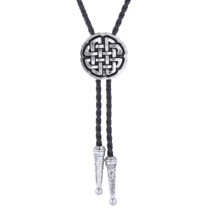 Round Bolo Tie with Knot Pattern Design