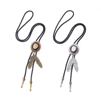 Cowboy Hat Western Tie with Feather Dangle - Image 8