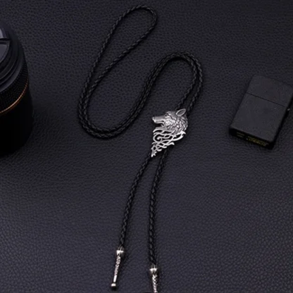 Trendy Bolo Tie with Wolf Head Pendant - Image 5