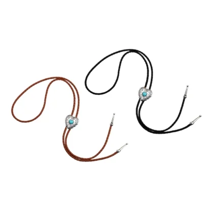 Heart Shaped Bolo Tie with Turquoise Color - Image 6