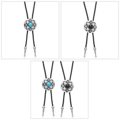 Classic Bolo Tie with Carved Floral Design - Image 7