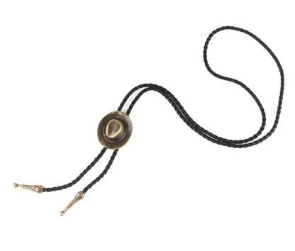 Corded Western Tie with Cowbot Hat - Image 4