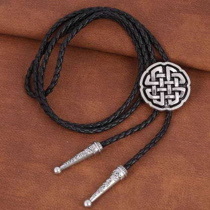 Round Bolo Tie with Knot Pattern Design - Image 2