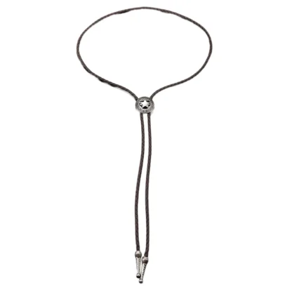 Round Bolo Tie with Hollow Out Star Design - Image 3