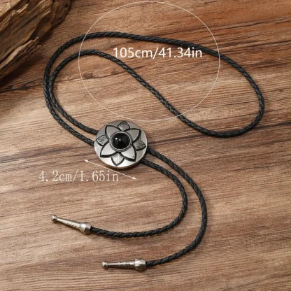 Classic Bolo Tie with Carved Floral Design - Image 9