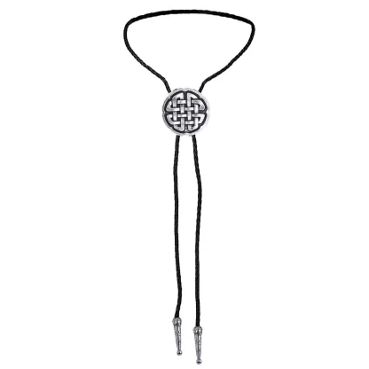 Round Bolo Tie with Knot Pattern Design - Image 4