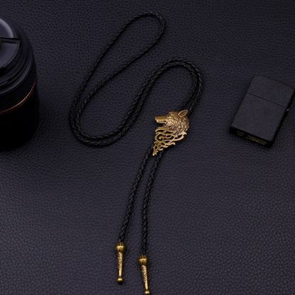Trendy Bolo Tie with Wolf Head Pendant - Image 6