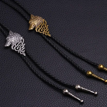Trendy Bolo Tie with Wolf Head Pendant - Image 2