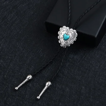 Heart Shaped Bolo Tie with Turquoise Color - Image 9