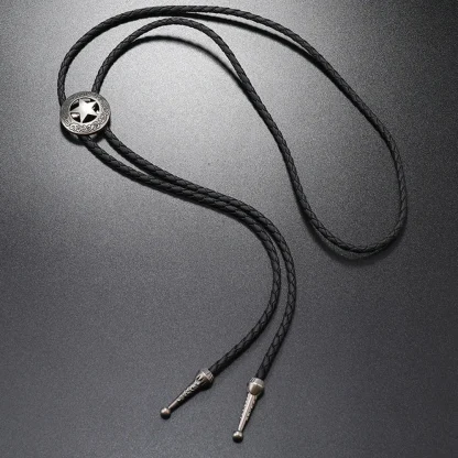Round Bolo Tie with Hollow Out Star Design - Image 7