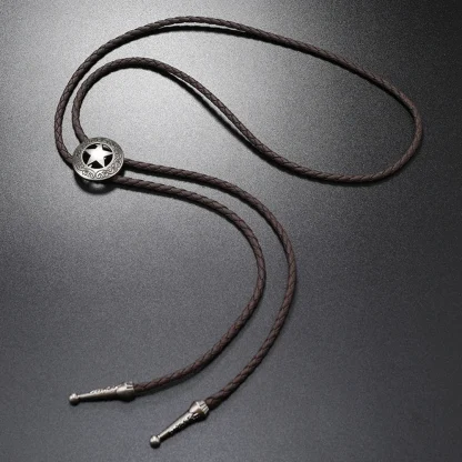 Round Bolo Tie with Hollow Out Star Design - Image 6