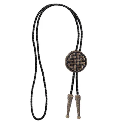 Round Bolo Tie with Knot Pattern Design - Image 12