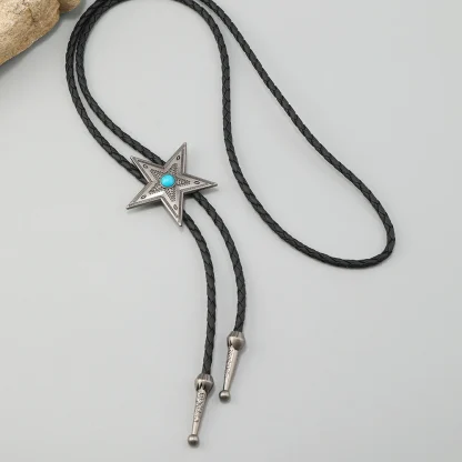 Vintage-style Western Tie with Star Pendant - Image 3