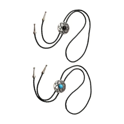 Classic Bolo Tie with Carved Floral Design - Image 6