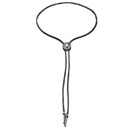 Round Bolo Tie with Hollow Out Star Design - Image 4
