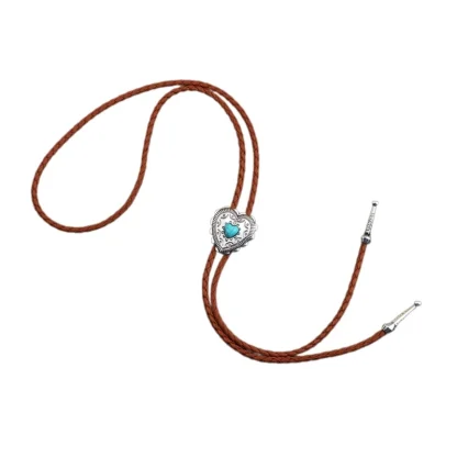 Heart Shaped Bolo Tie with Turquoise Color - Image 3