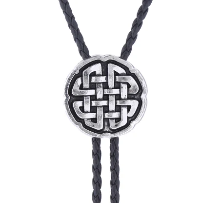 Round Bolo Tie with Knot Pattern Design - Image 3