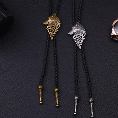 Trendy Bolo Tie with Wolf Head Pendant - Image 4