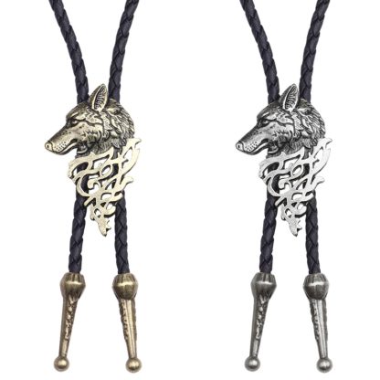 Trendy Bolo Tie with Wolf Head Pendant - Image 9