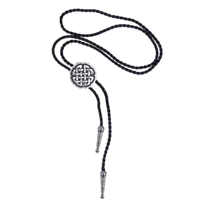 Round Bolo Tie with Knot Pattern Design - Image 6