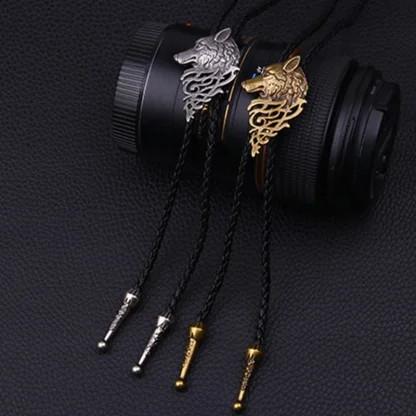 Trendy Bolo Tie with Wolf Head Pendant