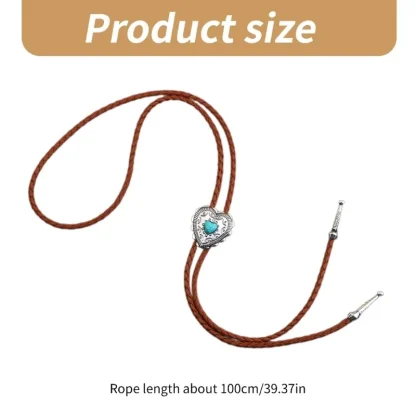 Heart Shaped Bolo Tie with Turquoise Color - Image 12