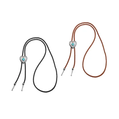 Heart Shaped Bolo Tie with Turquoise Color - Image 5