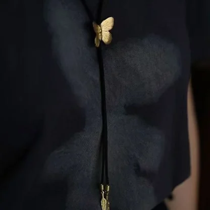 Simple Bolo Tie with Butterfly Shape Pendant - Image 6