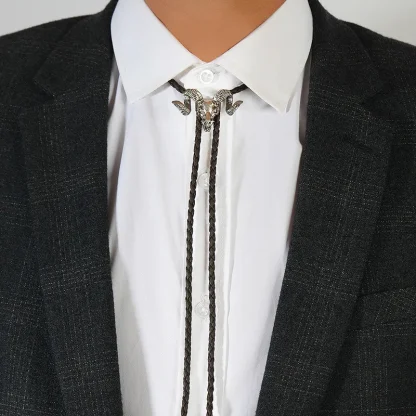 Rustic Western Tie with Bull Head Design - Image 3