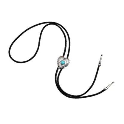 Heart Shaped Bolo Tie with Turquoise Color - Image 2