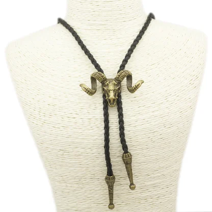 Rustic Western Tie with Bull Head Design